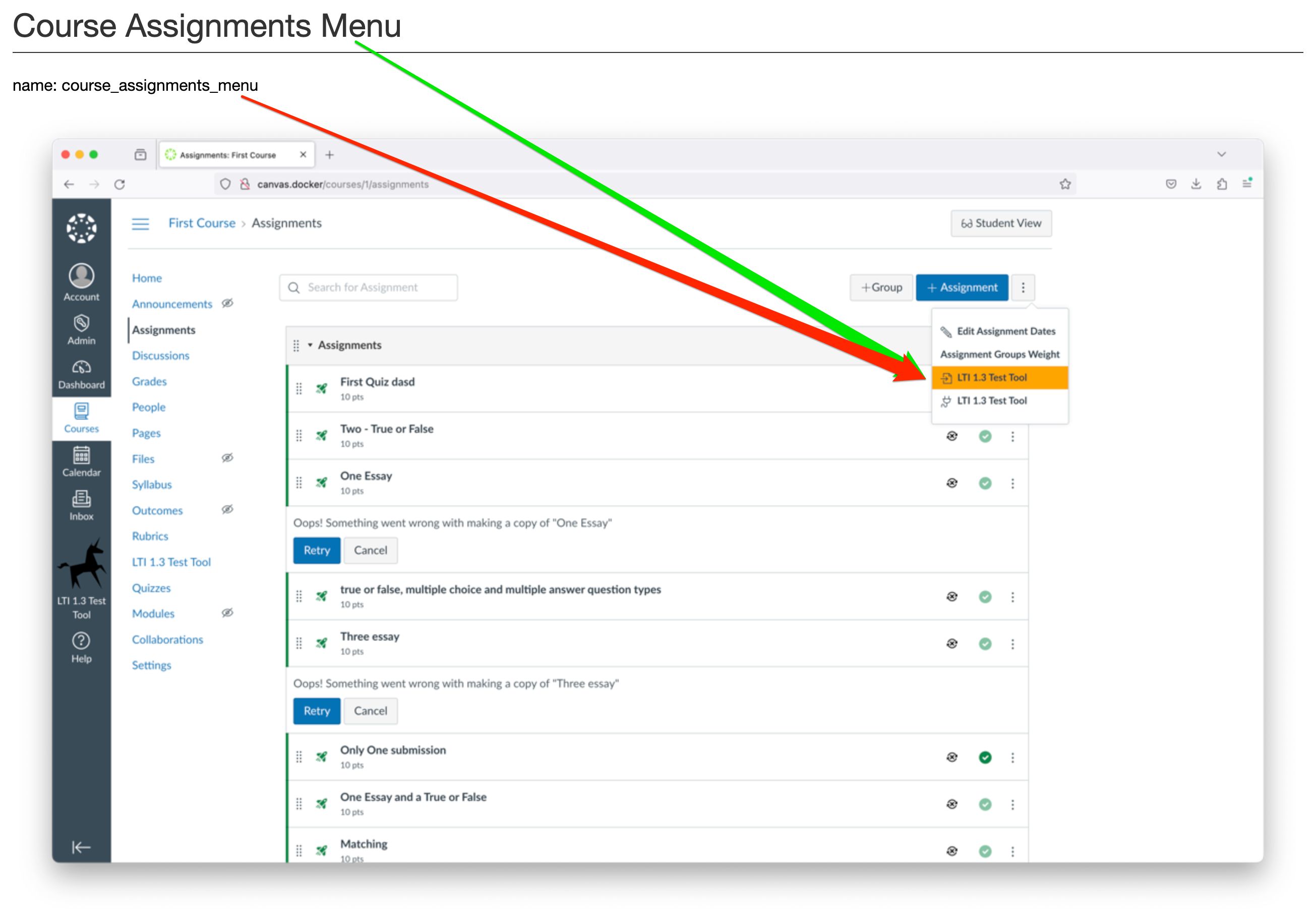 Placement -- Course Assignments Menu.png Placement -- Course Assignments Menu.png